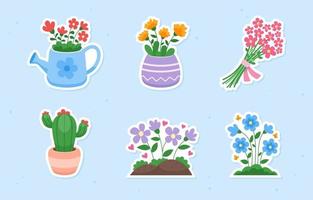 Spring Floral Sticker Set vector