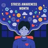 Stress Awareness Month with a Depressed Man Character vector