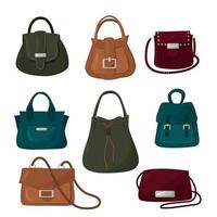 Vector set of women's handbags. Women's bag. Flat design, vector illustration.