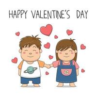 lindo día de san valentín niños pareja enamorada vector