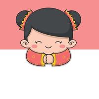 Cute Chinese New Year Girl Greeting vector