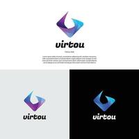 Plantilla de diseño de logotipo de forma de letra v inicial abstracta vector