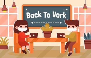 Vector Illustration of Back to work during pandemic covid-19 free vector