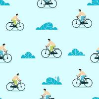 Seamless pattern of cyclists. A man on a bicycle, a man on a bicycle. vector