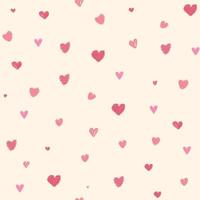 Simple hearts seamless vector pattern. watercolor Valentines day background. Flat design endless chaotic texture made of tiny heart silhouettes. pink