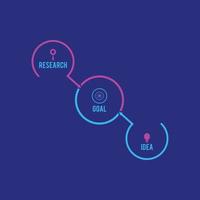 Business infographics, timeline with 3 steps, circles, rings, vector linear infographic element