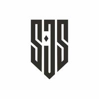 iniciales monograma sjs carta escudo diseño de logotipo vector