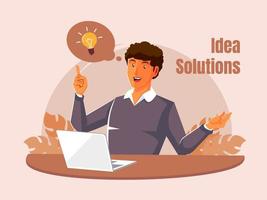 Men work and find solution idea vector