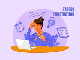mujer ocupada bajo estrés frustrado vector