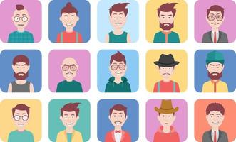 Conjunto de avatar de 15 hombres vector