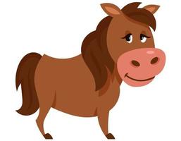 lindo caballo de pie. animal de granja en estilo de dibujos animados. vector