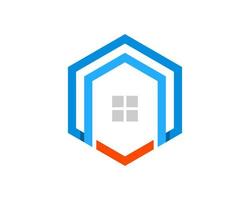 Abstract and simple shape with house inside vector