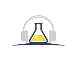 Triangle bottle laboratory with headphone vector