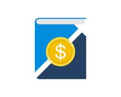 Book with up arrow and money coins inside vector