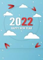 Happy new year 2022. Template design for cover book, banner, invitation, poster, flyer. Vector illustration in paper cut and craft style.