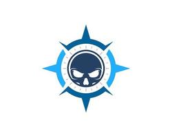 Abstract compass with skull head inside vector