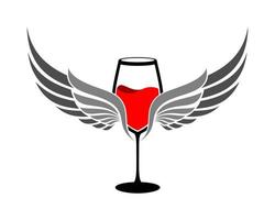 Wine glass with gray wings vector