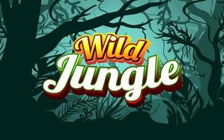 Wild Jungle 3d text effect with silhouette forest background vector