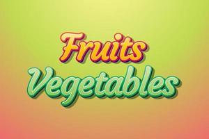 efecto de texto de frutas y verduras estilo 3d vector