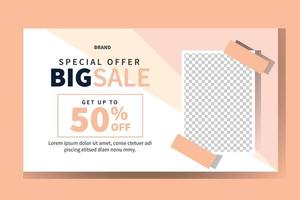 banner editable pink big sale discount vector