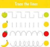 Trace the lines games for kids aducation. Simple level activity vector
