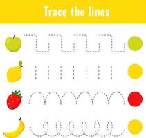 Trace the lines games for kids aducation. Simple level activity vector