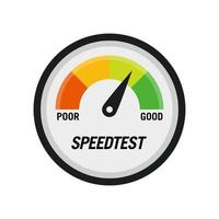 Flat vector illustration of speed test gauge. Suitable for design element of internet speed test and poor or good speed indicator measurement.
