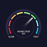 Ilustración de vector plano del medidor de prueba de velocidad de Internet. Adecuado para el elemento de diseño de la prueba de rendimiento de Internet, información de velocidad de conexión y velocímetro de red.