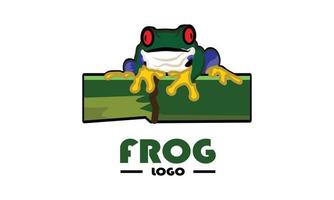 frog cartoon logo vector