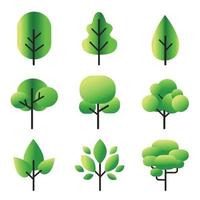 Set of Green Trees Icons vector