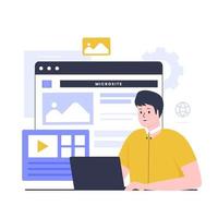 Flat design of microsite concept vector