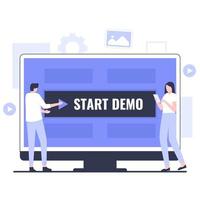 Flat design of start demo concept vector