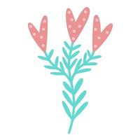 Cute vintage flower heart shaped vector icon. Hand-drawn illustration isolated on white background. Beautiful abstract plant with polka dots. Clipart for valentine's day. Simple color sketch