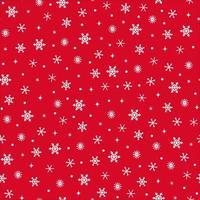 Snowfall on red background seamless vector pattern. Hand-drawn white graceful snowflakes. Sketch of ice crystals, blizzard. Festive cozy backdrop. Seasonal template for decoration, design.