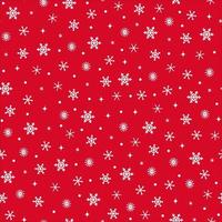 Snowfall on red background seamless vector pattern. Hand-drawn white graceful snowflakes. Sketch of ice crystals, blizzard. Festive cozy backdrop. Seasonal template for decoration, design.