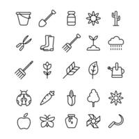 editable icon set related to gardening activities vector