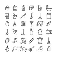 editable icon set for cleaning service applications interface vector