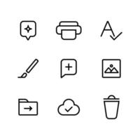 icon set for text and document processing interface vector