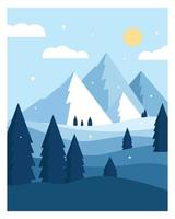 Vector illustration of the snowy mountains