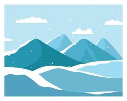 Minimalist illustration of the snowy mountains