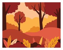 ilustración vectorial del bosque en otoño vector