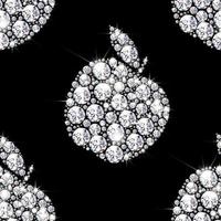 Seamless pattern with an apple made from gems and diamonds. For Valentine's Day, Women's Day, Birthday. 3D realistic illustration. On a black background. Vector. vector