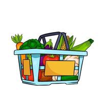 Grocery basket with vegetables. Shopping in the store. vector