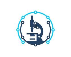 Microscope inside the circle circuit tech vector