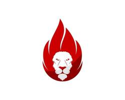 Red Lion head with hair fire flames vector