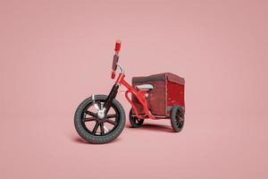 children's tricycle with a delivery backpack photo