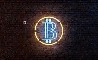 neon lamp with bitcoin symbol photo