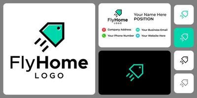 Fly and home logo design with business card template. vector