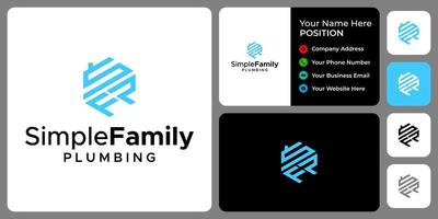 Letter SFP monogram home logo design with business card template. vector