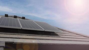 Photovoltaic. Solarcell panel. Solar roof power plant on the roof photo